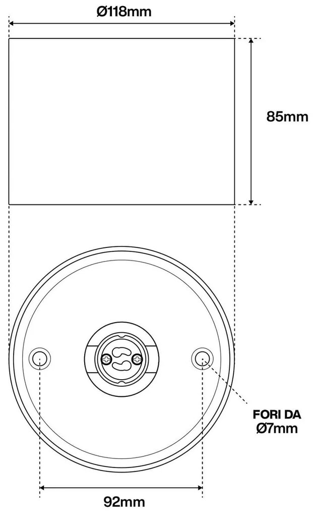 Applique da soffitto per lampade AR111 Fissa Nera