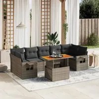 Set Divano da Giardino 8 pz con Cuscini Grigio in Polyrattan 3271669