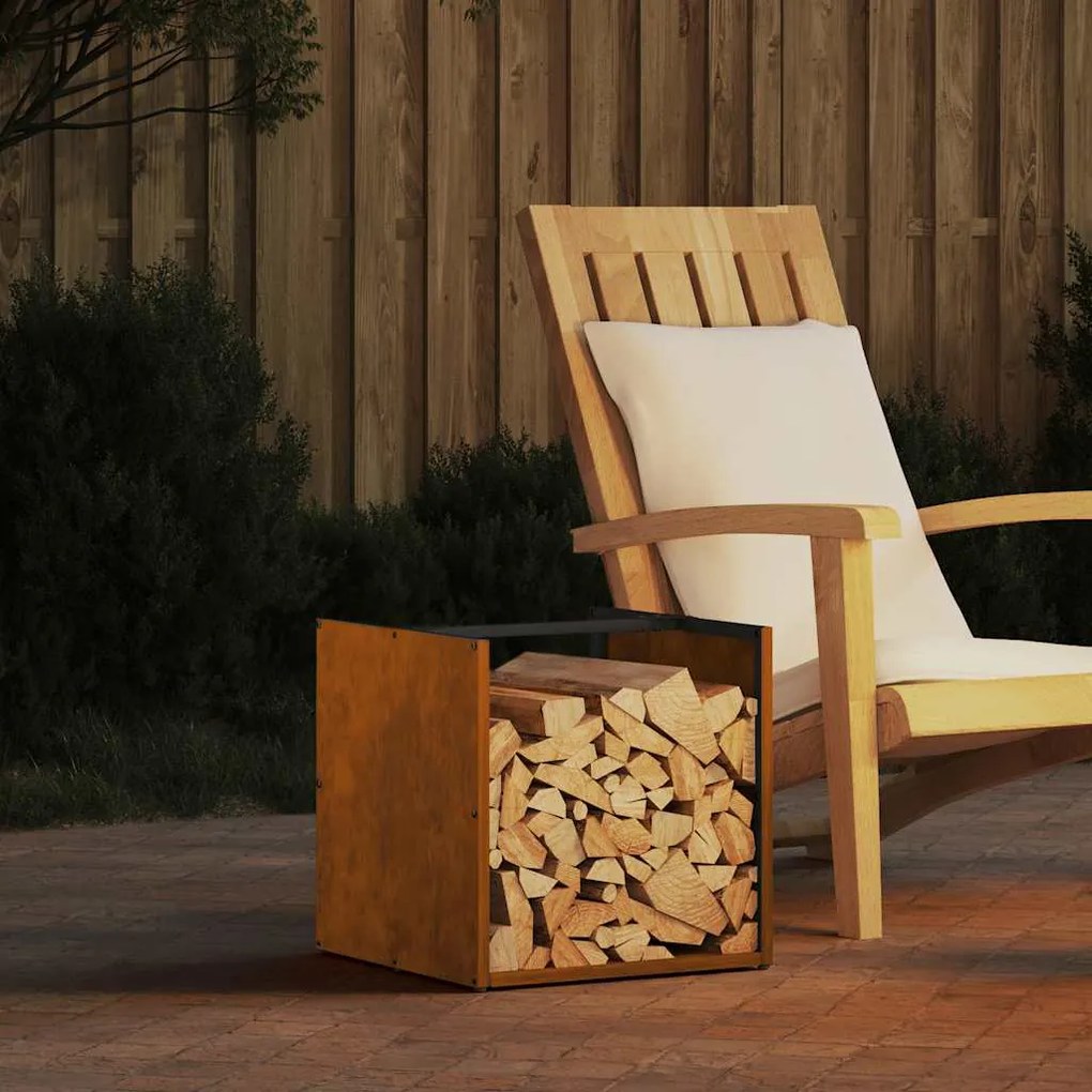 Rastrelliera Per Legna Da Ardere 40x40x40 Cm İn Acciaio Corten /