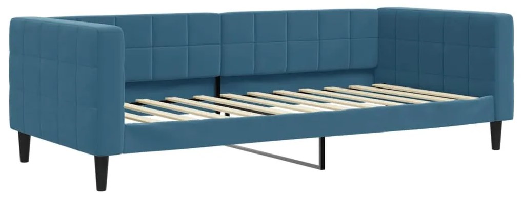 Divano letto estraibile con materassi blu 90x200 cm velluto