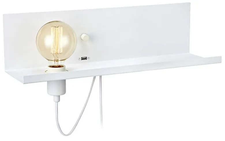 Lampada da parete bianca con stazione di ricarica USB Multi - Markslöjd