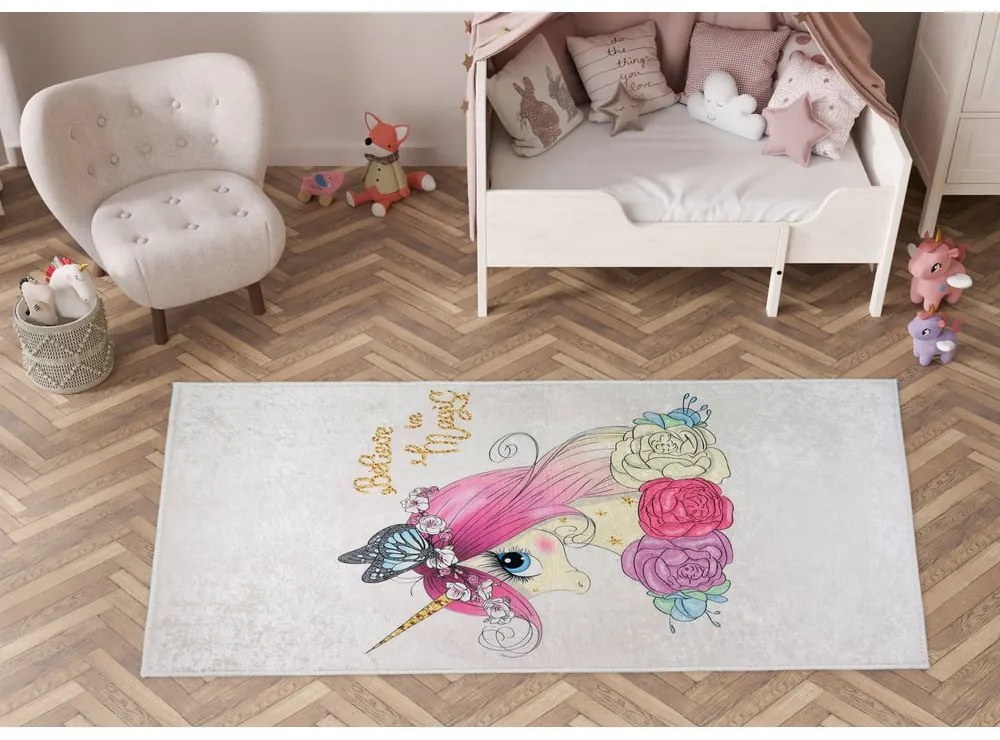 Tappeto per bambini avorio lavabile 120x180 cm Cute Unicorn – Vitaus