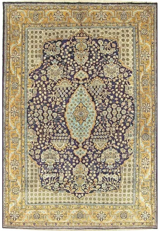 Ghom Tappeto 140x200 Blu (Iran) Annodato A Mano