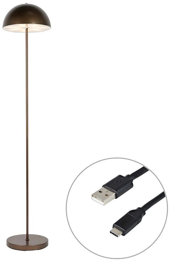 Lampada da terra per esterni bronzo scuro ricaricabile dimmerabile a 3 livelli - Keira