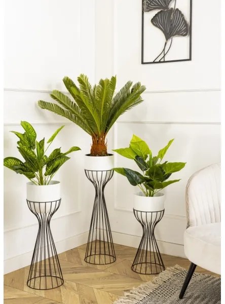 Vaso da fiori in metallo LOFT 56x20 cm nero/bianco