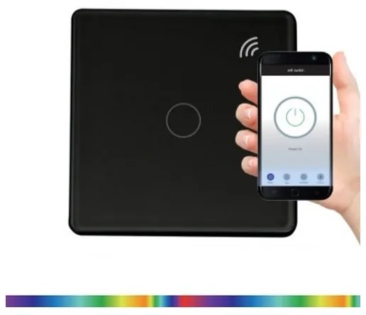 Interruttore touch 1 polo SMART 800W/230V nero Wi-Fi Tuya