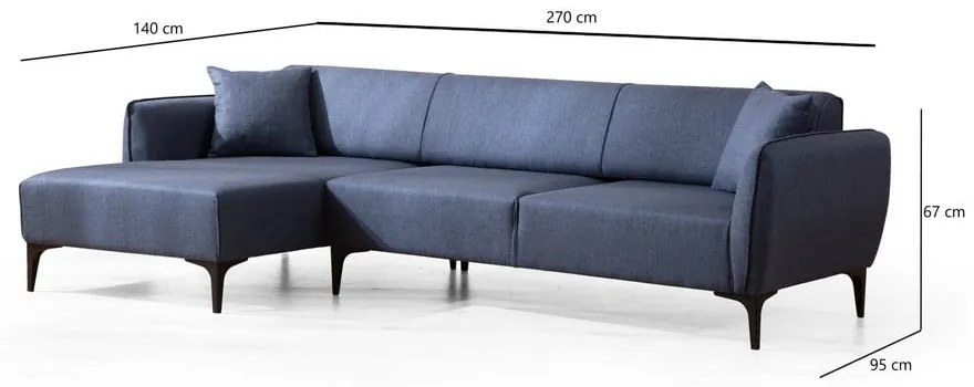 Divano angolare blu, angolo sinistro - Belissimo - Balcab Home