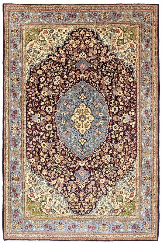 Ghom Tappeto persiano 230 x 350 Blu (Iran) Annodato A Mano