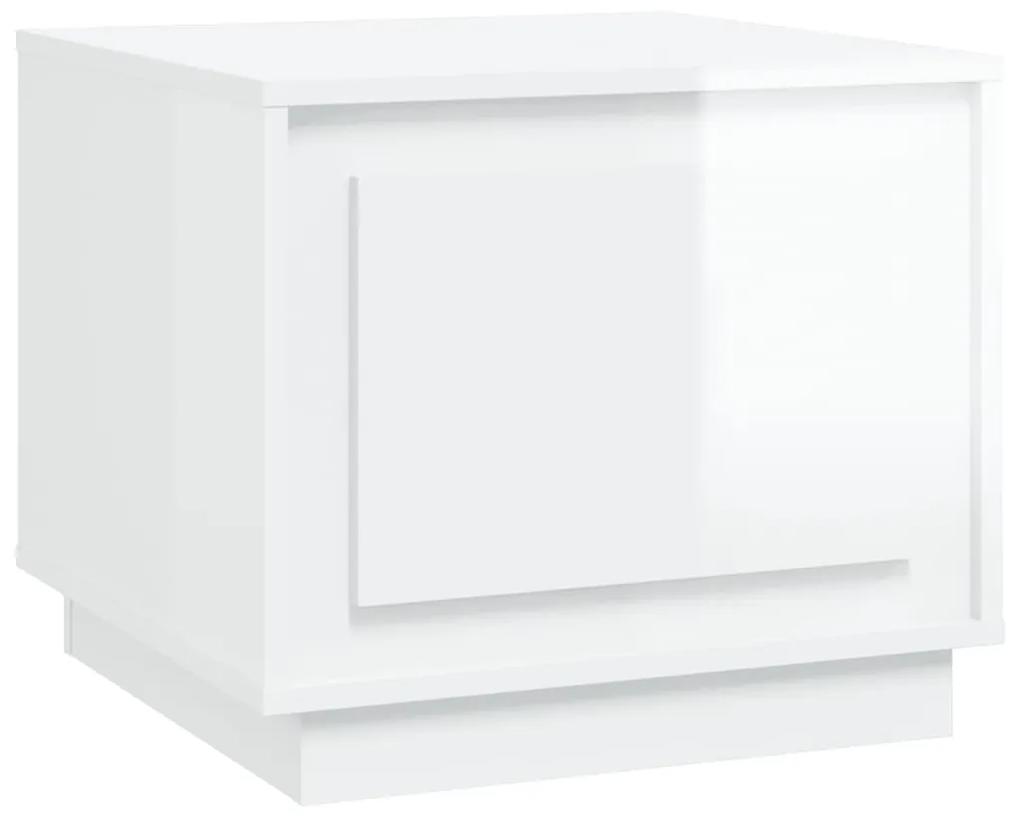 Tavolino da salotto bianco lucido 51x50x44 cm legno multistrato