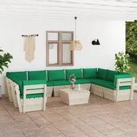 Set Divani da Giardino su Pallet 10 pz con Cuscini Legno Abete cod mxl 42333