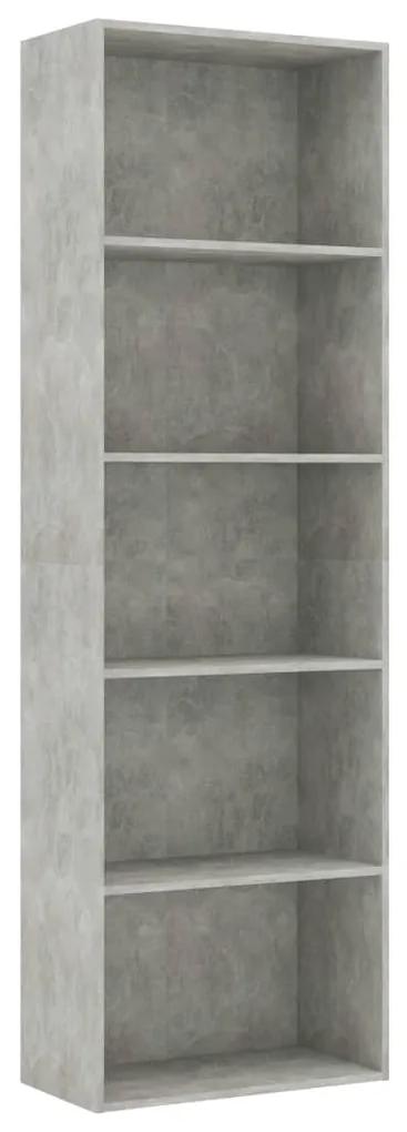 Libreria a 5 ripiani grigio cemento 60x30x189 cm in truciolato
