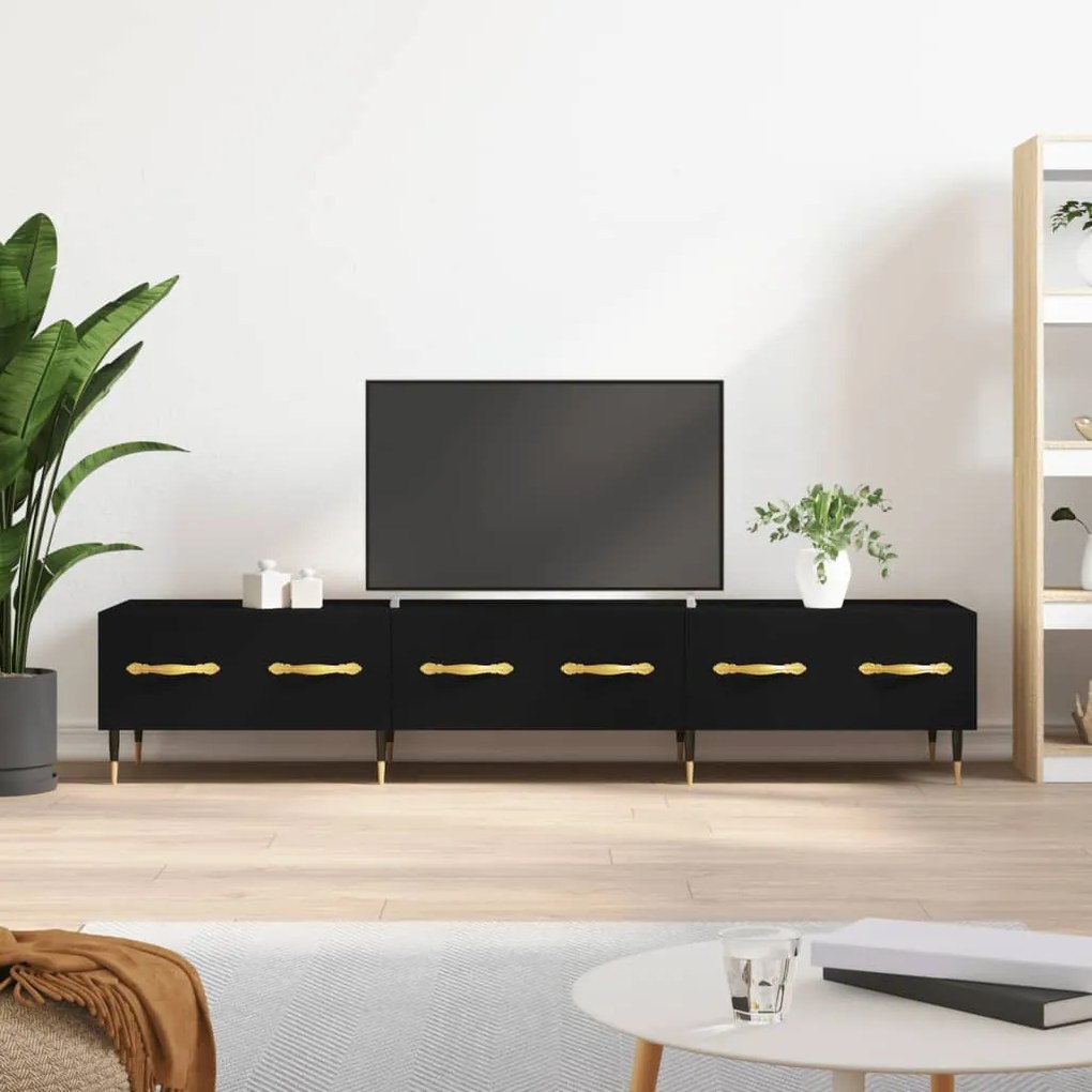 Mobile Porta Tv Nero 150x36x30 Cm İn Legno Multistrato /