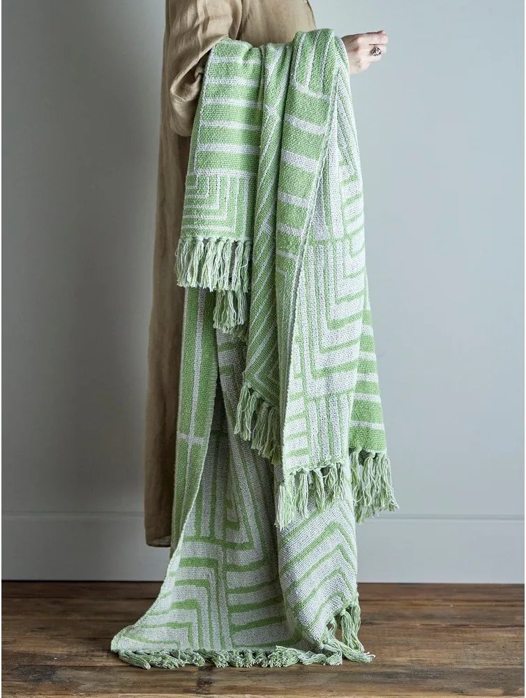 Coperta verde in misto cotone 130x155 cm Velva – Bloomingville