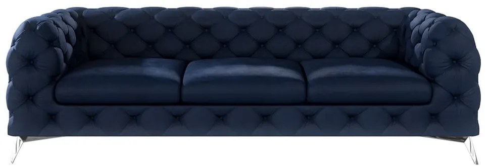 Divano blu scuro con rivestimento in velluto 243 cm Chelsea – Ropez