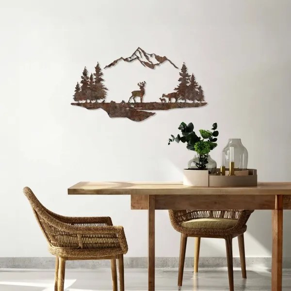 Decorazione da muro 2 pz 70x38 cm cervo metallo/marrone