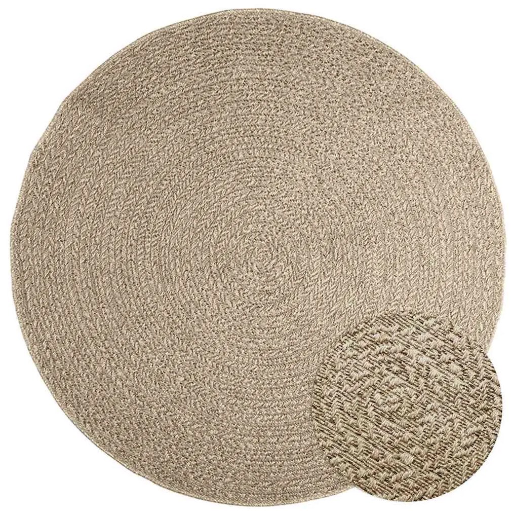 Tappeto Zızur Beige Ø 160cm Aspetto Iuta Per Interni Ed Esterni /