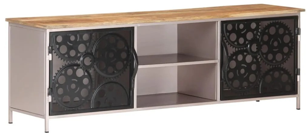Mobile Porta Tv 120x30x40 Cm İn Legno Di Mango Grezzo /