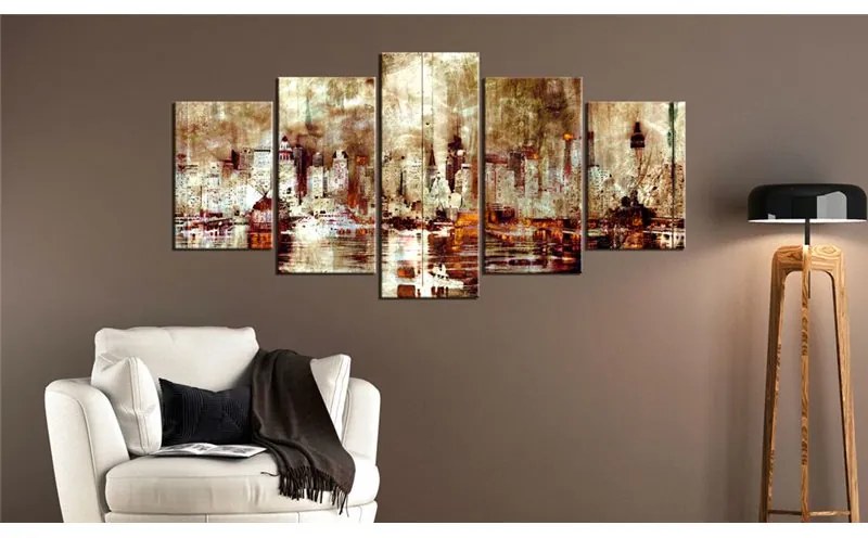 Quadro City of Shadows  Colore Blu, Dimensioni e Misure 100x50