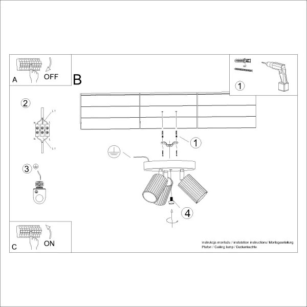 Sollux SL.1544 - Faretto KARBON 3xGU10/10W/230V bianco