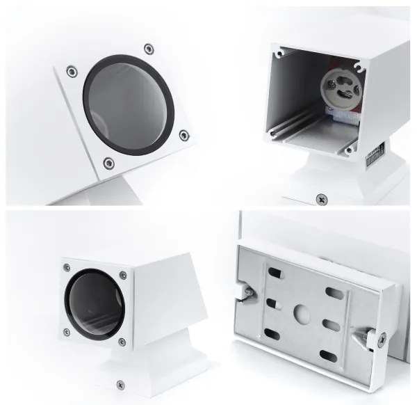 Aigostar - Applique da esterno 2xGU10/230V bianco IP65 quadrato