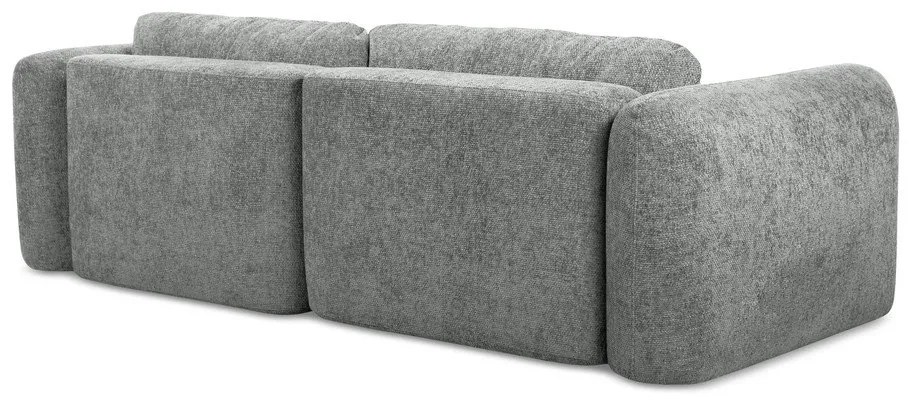 Divano angolare grigio allungabile/con contenitore (con penisola a sinistra/con chaise lounge) con rivestimento in ciniglia Mele – Makamii