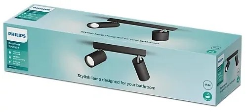 Philips - Luce Spot da bagno IDRIS 2xGU10/5W/230V IP44 nero