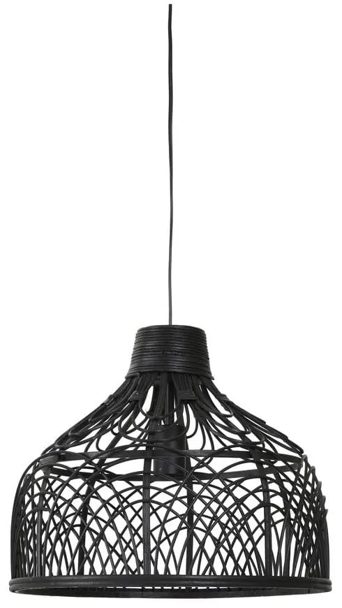 Lampada da soffitto nera con paralume in rattan ø 42 cm Pocita - Light &amp; Living