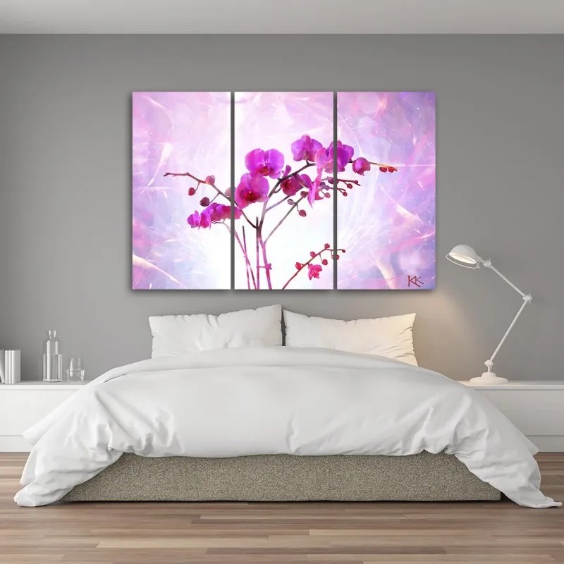 Quadro su tela 3  pannelli, Orchidea essenziale  Dimensioni Tappeti 120x80