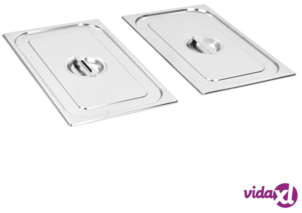 vidaXL Coperchi per Contenitori Alimentari GN 1/1 2 pz in Acciaio Inox