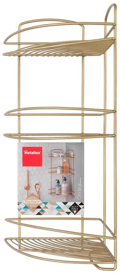 Mensola angolare in acciaio per bagno in oro Onda - Metaltex