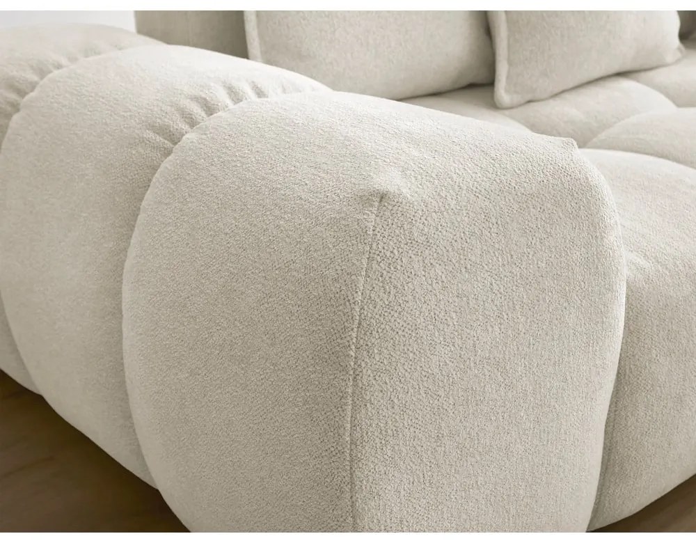 Divano angolare bianco allungabile e con contenitore (penisola a destra/a L) con rivestimento in ciniglia Everest – Bobochic Paris