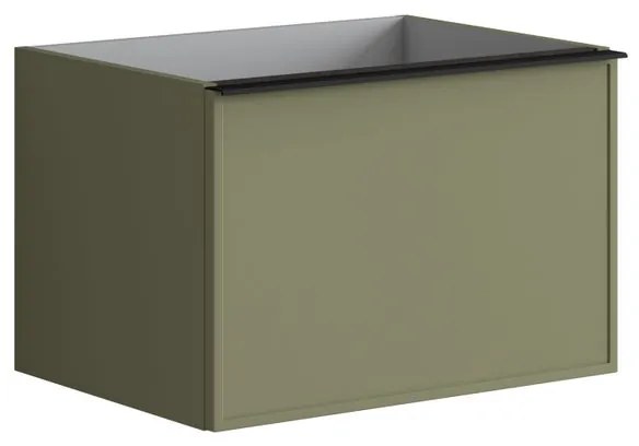 Mobile da bagno sotto lavabo Pixel frame frontale verde salvia e maniglia alluminio nero laccato opaco L 60 x H 40 x P 45.5 cm 2 cassetti, lavabo non incluso