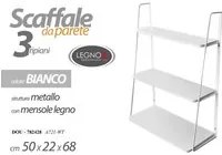 Scaffale da muro stile urban industrial bianco cm 50 x 22 x 68 h