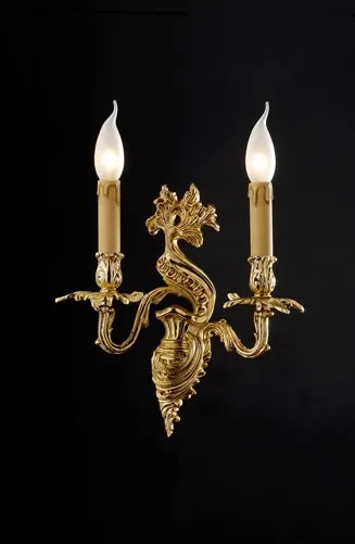 2-light sconce in art casting - 12.602/2 - Gold light and Crystal - Arredoluce Argento anticato