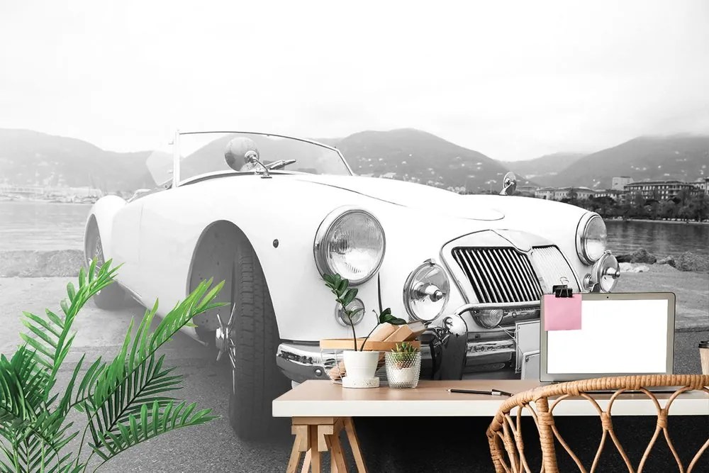 Carta da parati autoadesiva – Auto d'epoca di lusso in bianco e nero