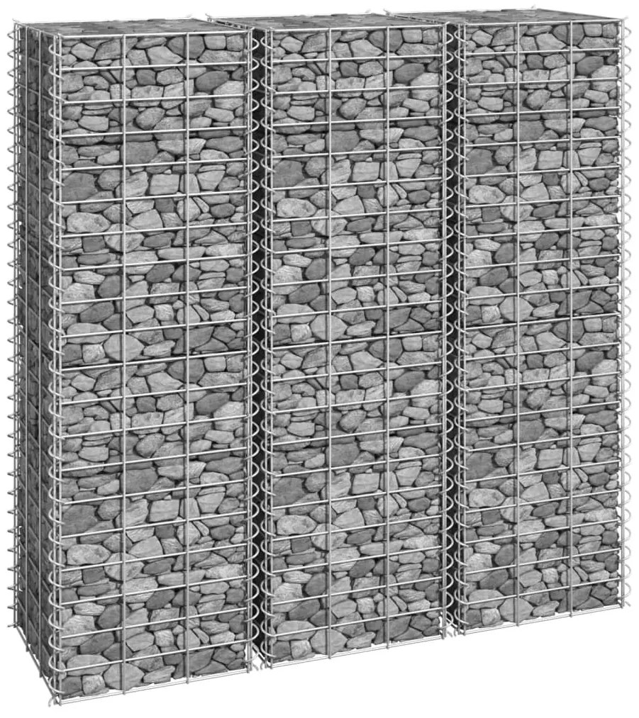 Fioriere Rialzate A Gabbione 3 Pz 30x30x100 Cm İn Ferro /