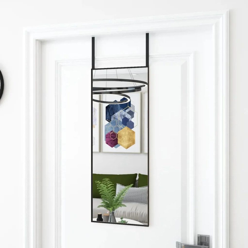 Specchio da Porta in Vetro e Alluminio disponibile in varie dimensioni, 30 x 80 cm / Nero