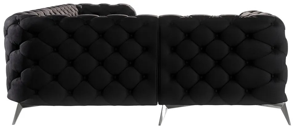Divano angolare nero (con penisola a sinistra/a L) con rivestimento in velluto Chelsea – Ropez