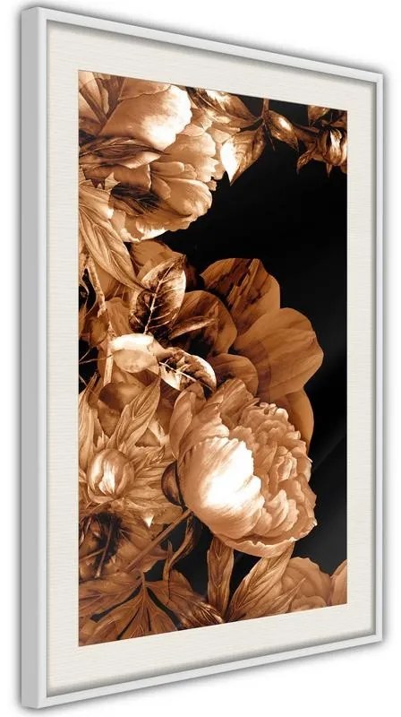 Poster  Summer Flowers in Sepia  Cornice Quadri Cornice nera con pass-partout, Larghezza x Altezza Home decor 20x30