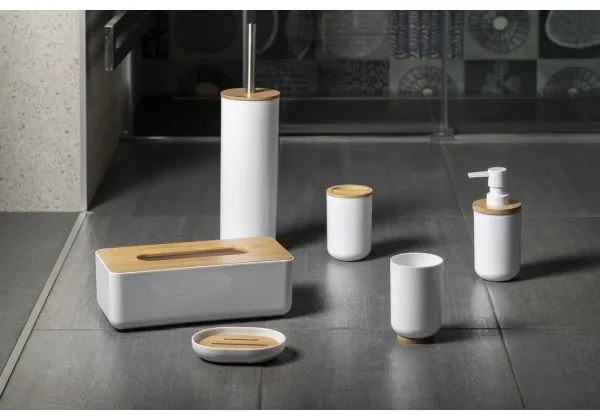 Aqualine - Portasapone SNOW bianco/bambù