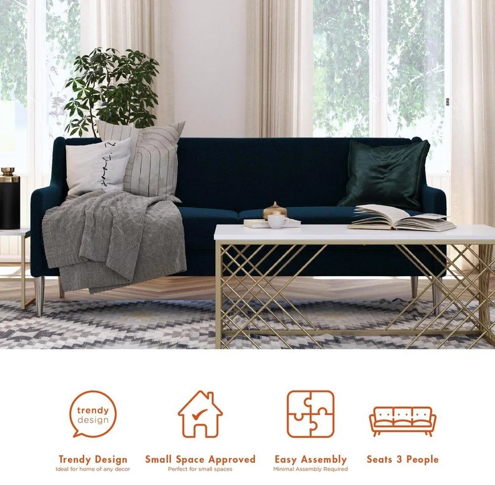 Divano blu 190,5 cm Virginia - CosmoLiving by Cosmopolitan