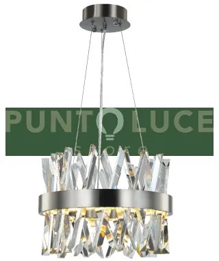 Lampada a sospensione rotonda akasha, nichel satinato, led 40w 3600...