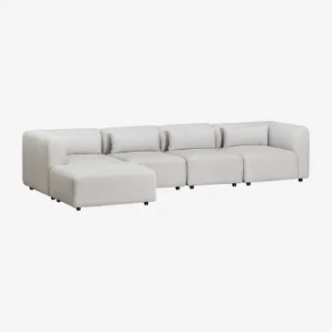 Divano Modulare 4 Pezzi Con Pouf Fogler Tessuto Grigio Chiaro - Sklum