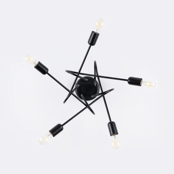 Sollux SL.1435 - Lampadario a plafone LOOP 5xE27/15W/230V nero