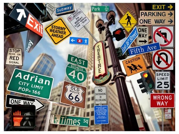 Fotomurale  New York signposts  Colore colorful, Dimensioni e Misure 300x231