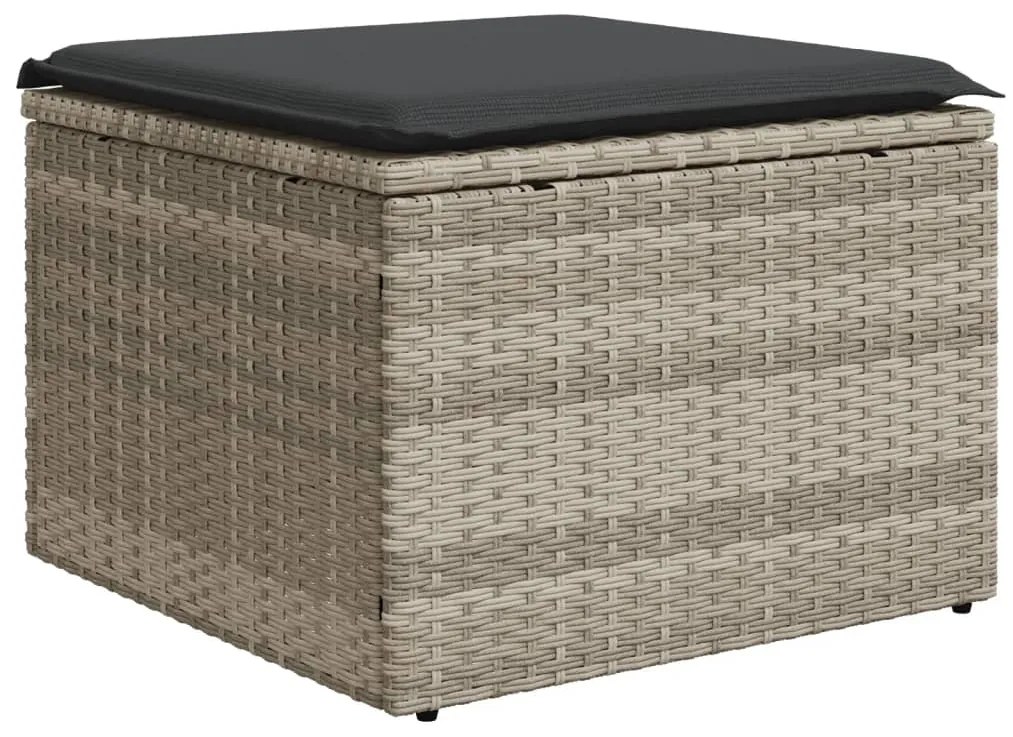 Set divano da giardino 8pz con cuscini grigio chiaro polyrattan