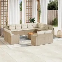 Set Divano da Giardino 13 pz con Cuscini Beige in Polyrattan 3256723