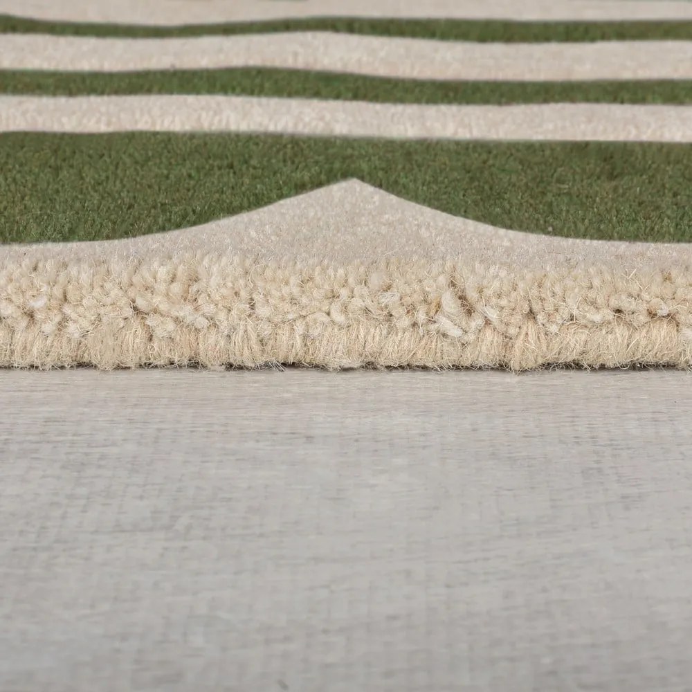 Tappeto in lana tessuto a mano di colore verde-naturale 120x170 cm Lois Scallop - Flair Rugs