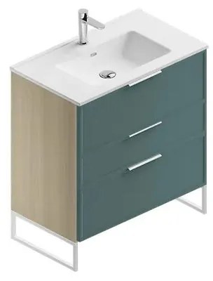 Mobile sottolavabo e lavabo Quadra natura/mirto in mdf L 80 x H 93 x P 46 cm 1 vasca 3 cassetti