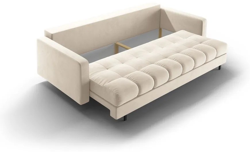 Divano color crema allungabile/con contenitore con rivestimento in velluto 222 cm Bali – Cosmopolitan Design